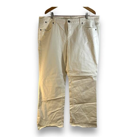 TALBOTS Heritage Ivory Boot Cut Jeans with brown hardware SZ 20WP - Picture 2 of 15